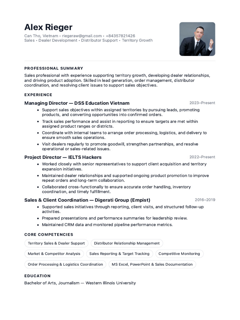 Alex Rieger - Sales Representative | PDF