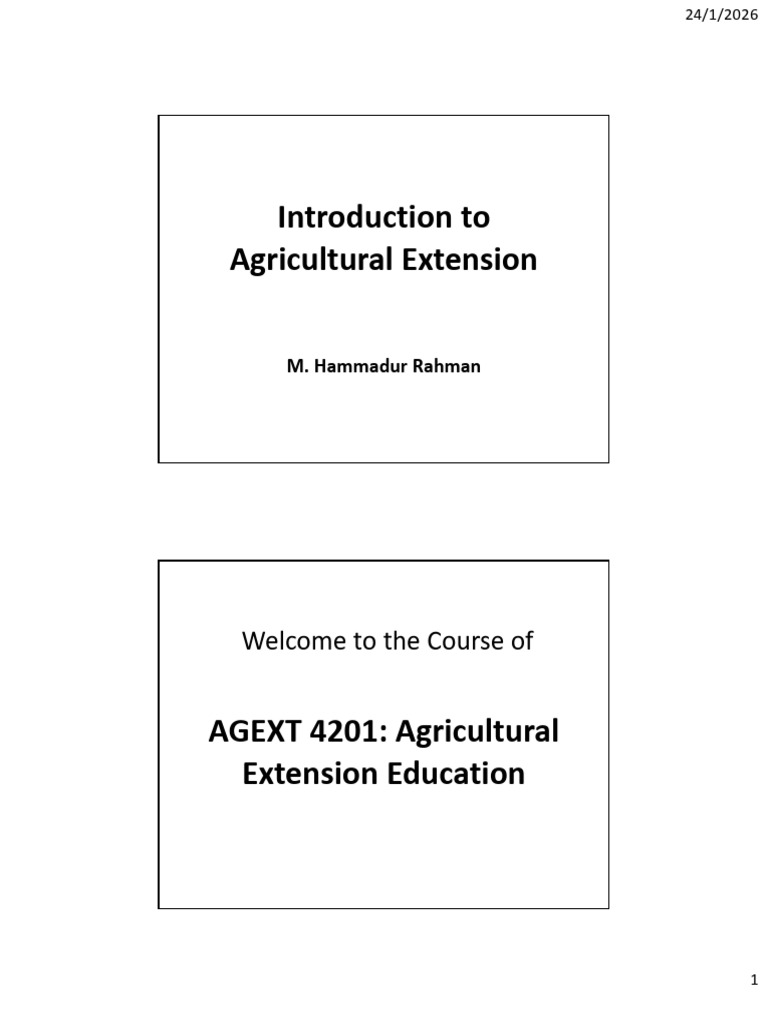 Introduction To Agricultural Extension | PDF | Agriculture | Food Industry