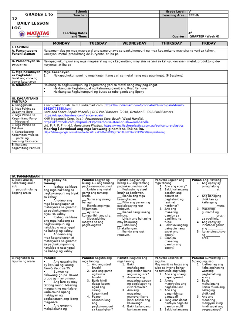 DLL Epp Ia 5 q4 w6 | PDF