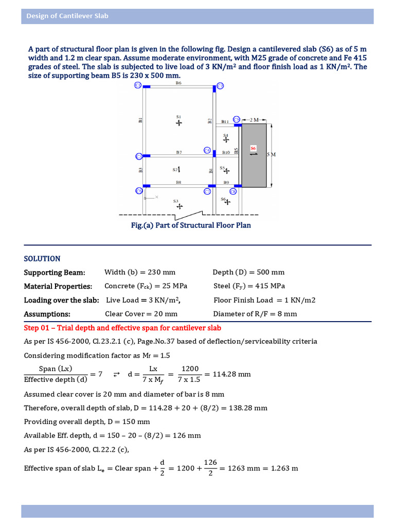 Design of Cantilever Slabs | PDF | Bending | Applied And ...