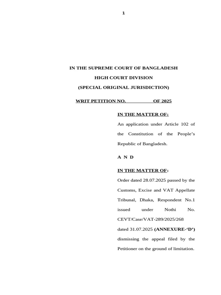 Writ at A.K. Traders at VAT at Condonation of Delay | PDF
