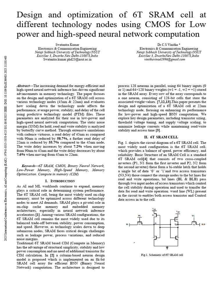 Design and Optimization of 6T SRAM Cell at Different Technology Nodes ...