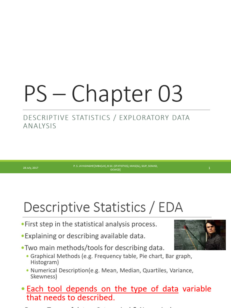 PS (IT1070) - Lecture Slides - 03 Descriptive Statistics | PDF | Mean ...
