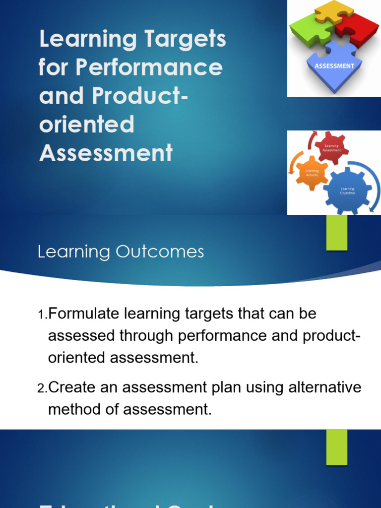 Lesson 2 Learning Targets For Performance and Product Oriented ...