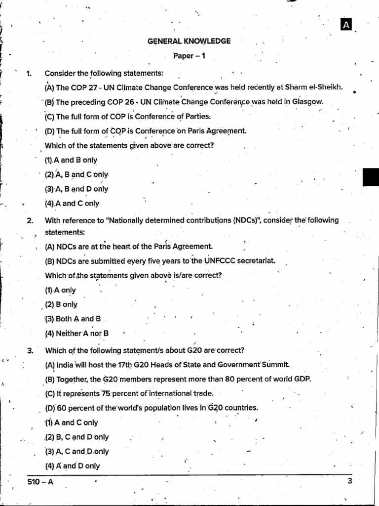 General Knowledge Paper-1 (510) - Removed | PDF