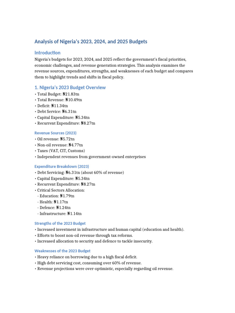 Nigeria Budget Analysis | PDF | Government Budget Balance | Budget
