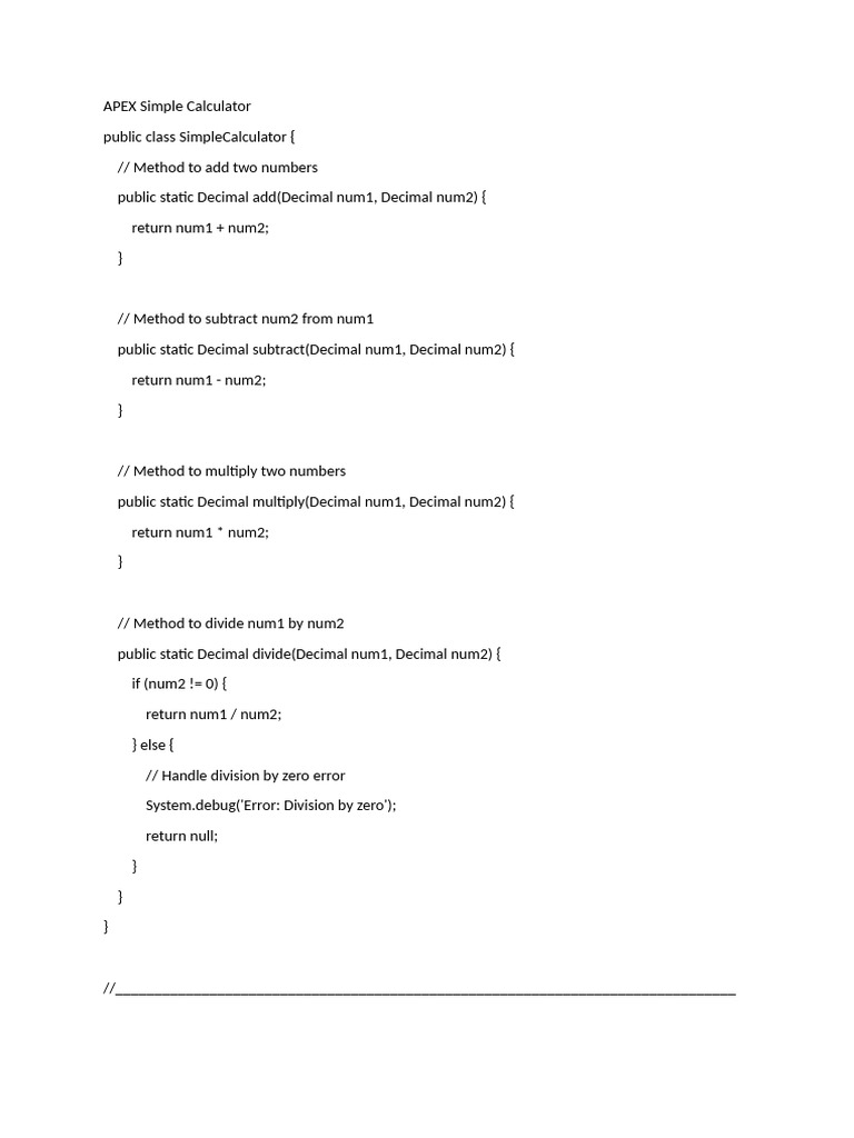 APEX Simple Calculator | PDF