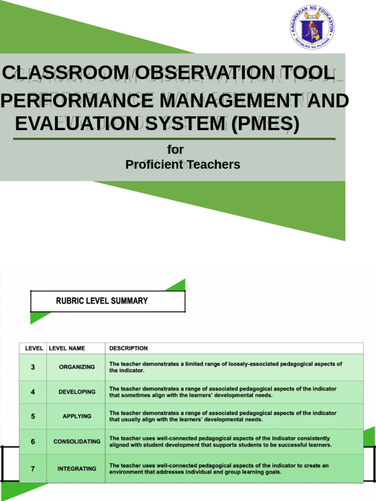 Annex C-1 - COT-Rubric For Proficient Teacher | PDF | Teachers ...