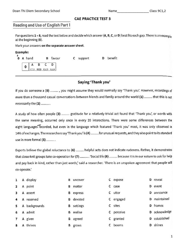 CAE Trainer Practice | PDF