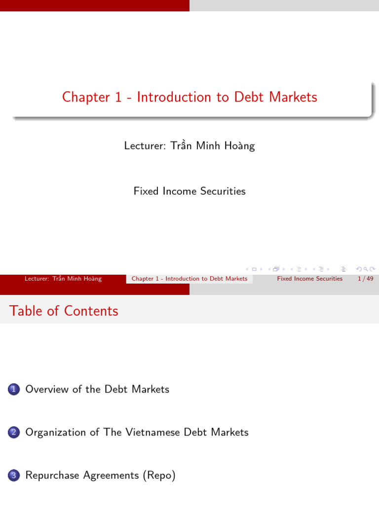 Fixed Income Chap 1 | PDF | Repurchase Agreement | Bonds (Finance)