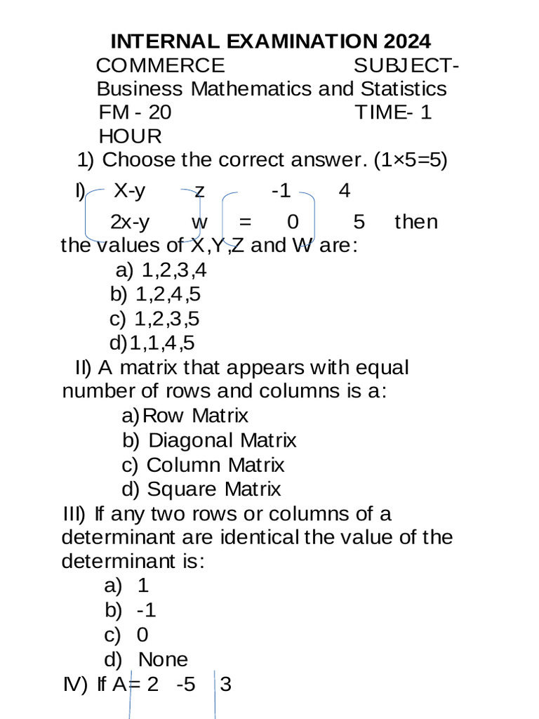 Internal Business Mathematics and Statistics (1) .P | PDF