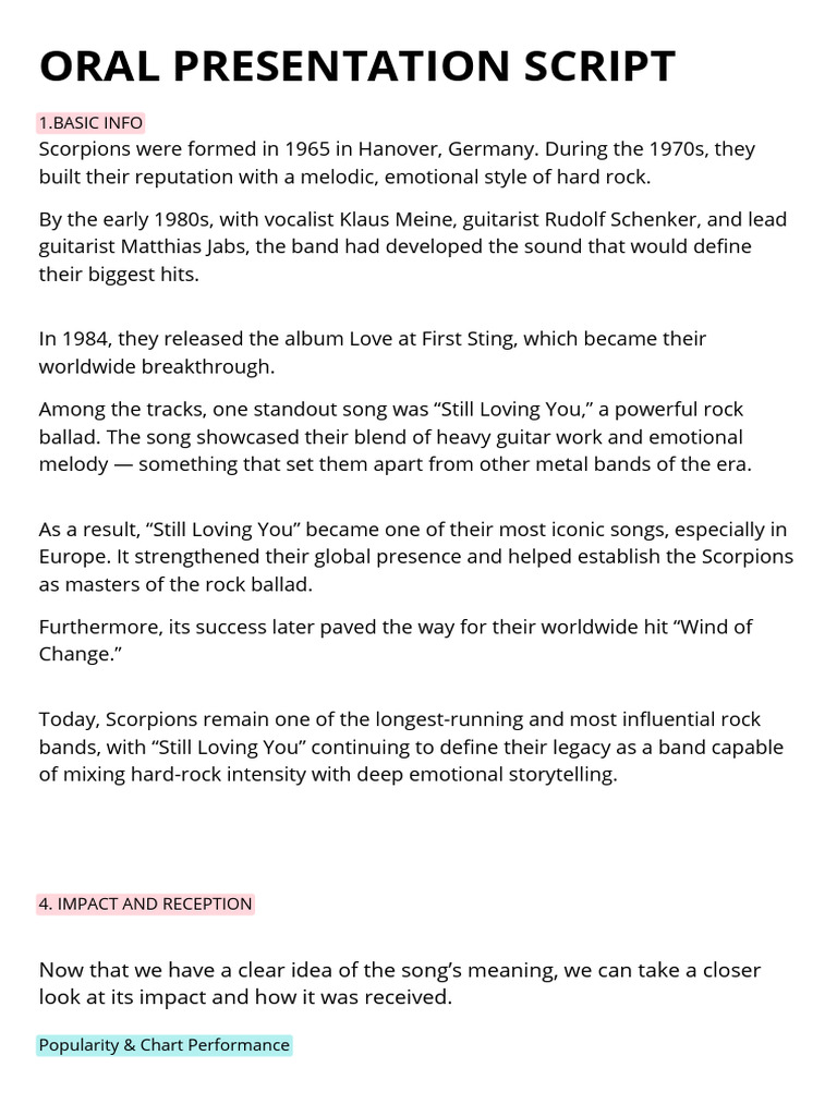 Oral Presentation Script | PDF | Popular Music | Contemporary Music