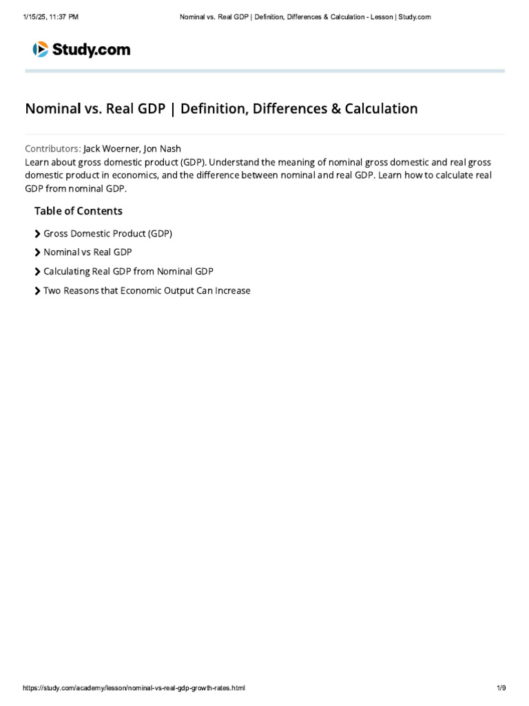 005 Nominal vs. Real GDP - Definition, Diff... Ces & Calculation ...