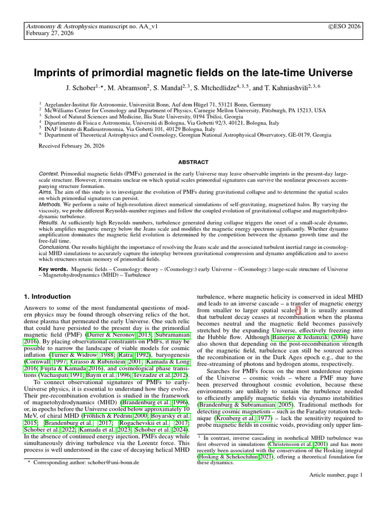 Imprints of Primordial Magnetic Fields On The Late-Time Universe | PDF ...