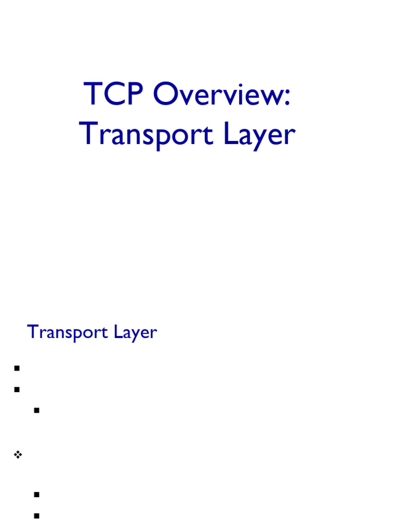 Transport Layer Overview | PDF | Transmission Control Protocol ...