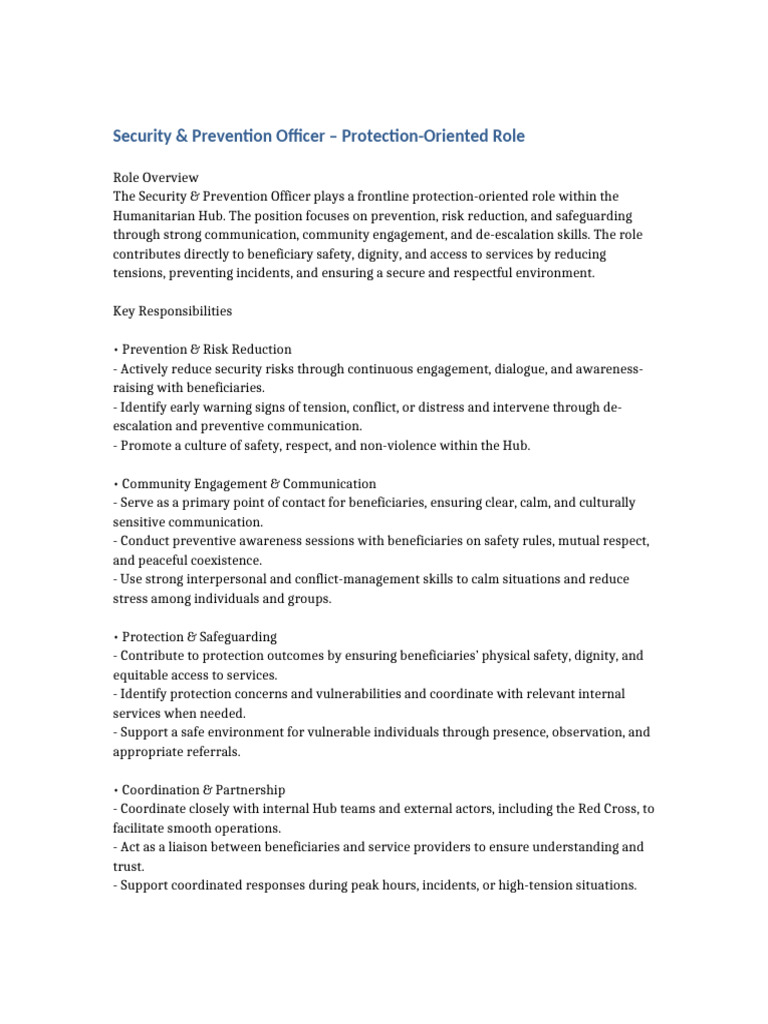 Enhanced Security Prevention Officer Job Description | PDF | Securities ...