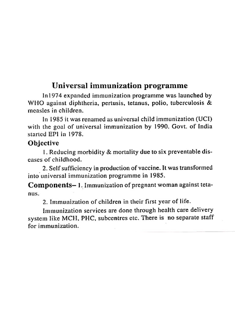 Universal Immunization Programme | PDF