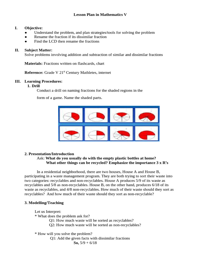 Lesson Plan in Mathematics V | PDF | Mathematics