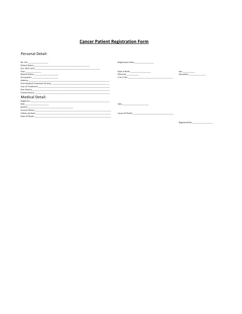 Cancer Patient Registration Form | PDF