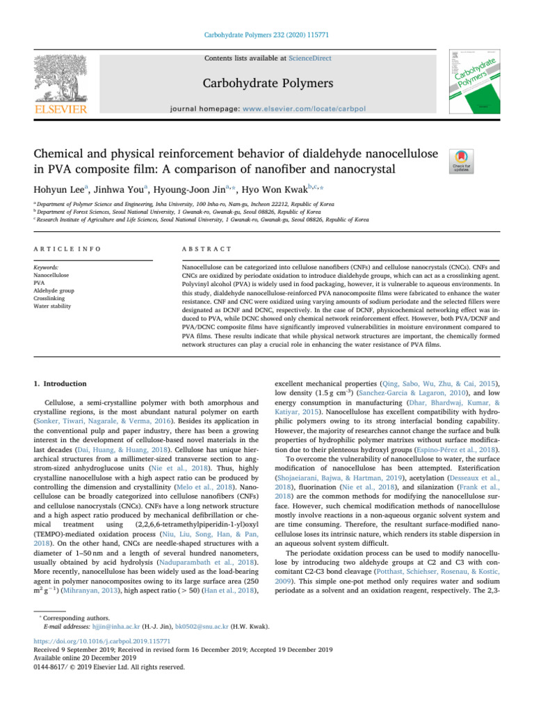 Lee 2020 | PDF | Nanocomposite | Differential Scanning Calorimetry