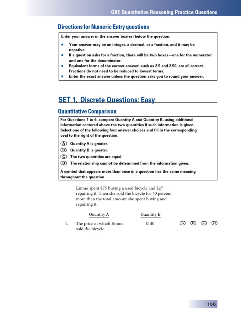 GRE ETS Quant - Set 1 | PDF