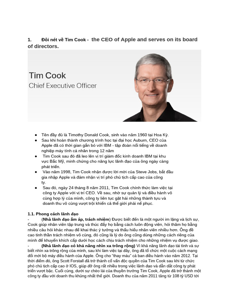 Apple's Organizational Structure-Tim Cook | PDF