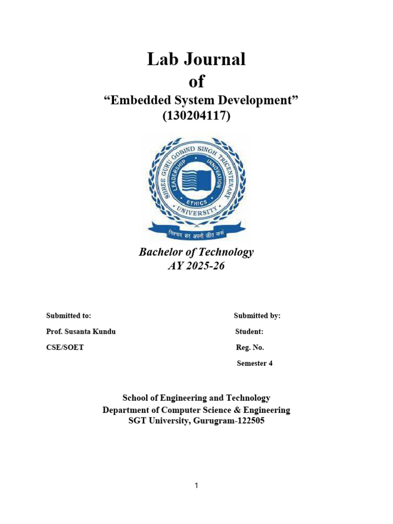 Embedded System Lab Journal-Content - V02 | PDF | Computer Engineering ...