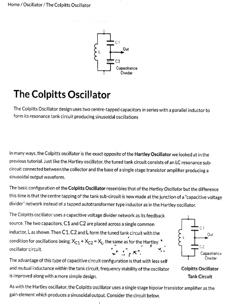 Colpitts Oscillator 1 | PDF