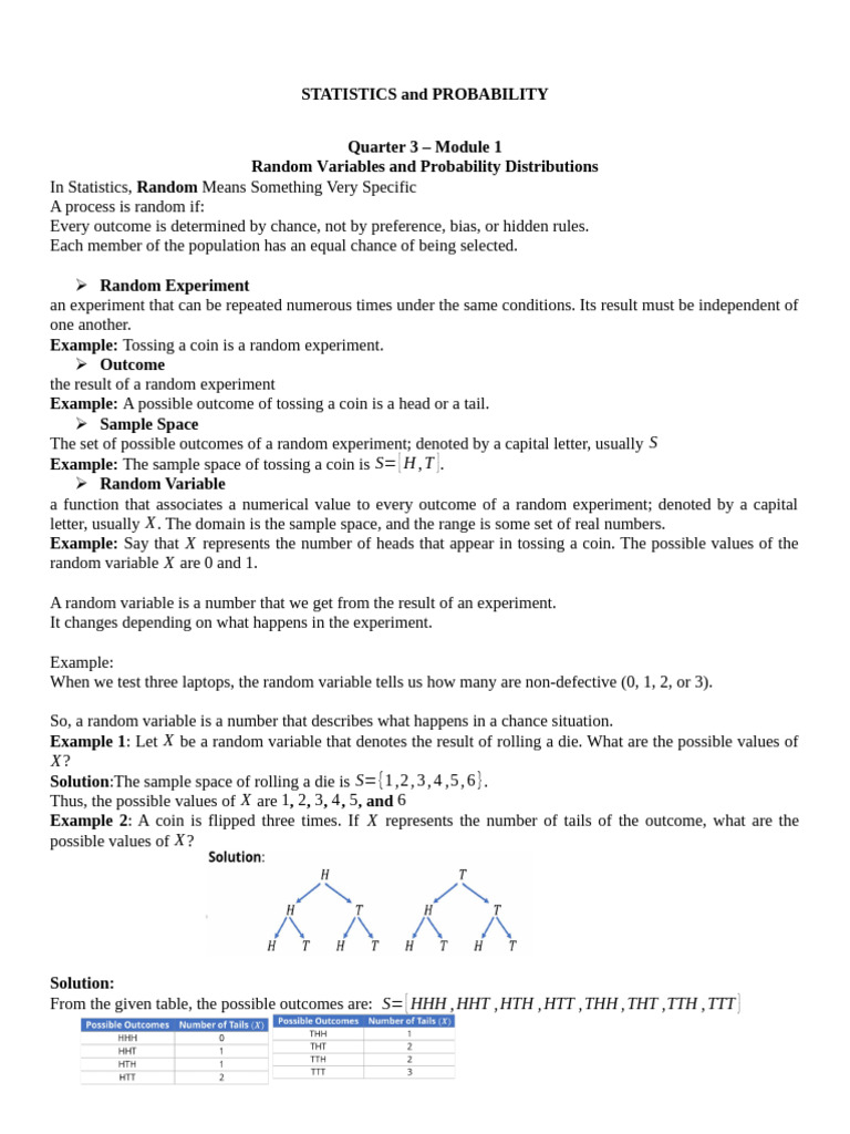 STATISTICS and PROBABILITY 2.docx 1 | PDF | Random Variable | Experiment