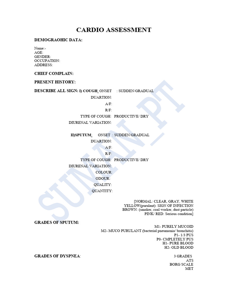 Cardio Assessment - PDF New | PDF | Thorax | Cough