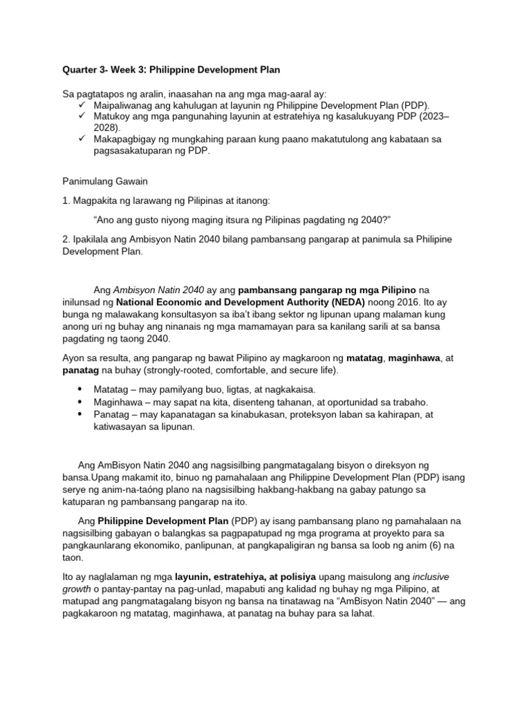 Philippine Development Plan | PDF