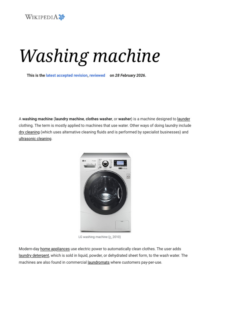 Washing Machine: Latest Accepted Revision Reviewed | PDF | Washing ...