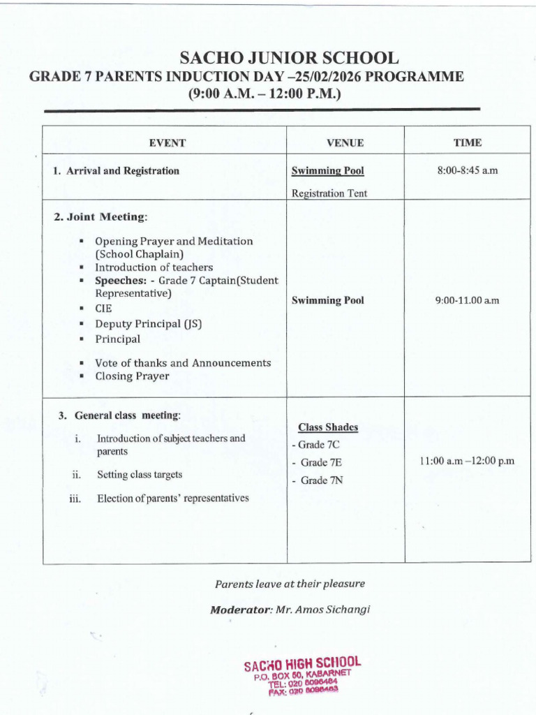 Grade 7 Induction Programme 0001 | PDF