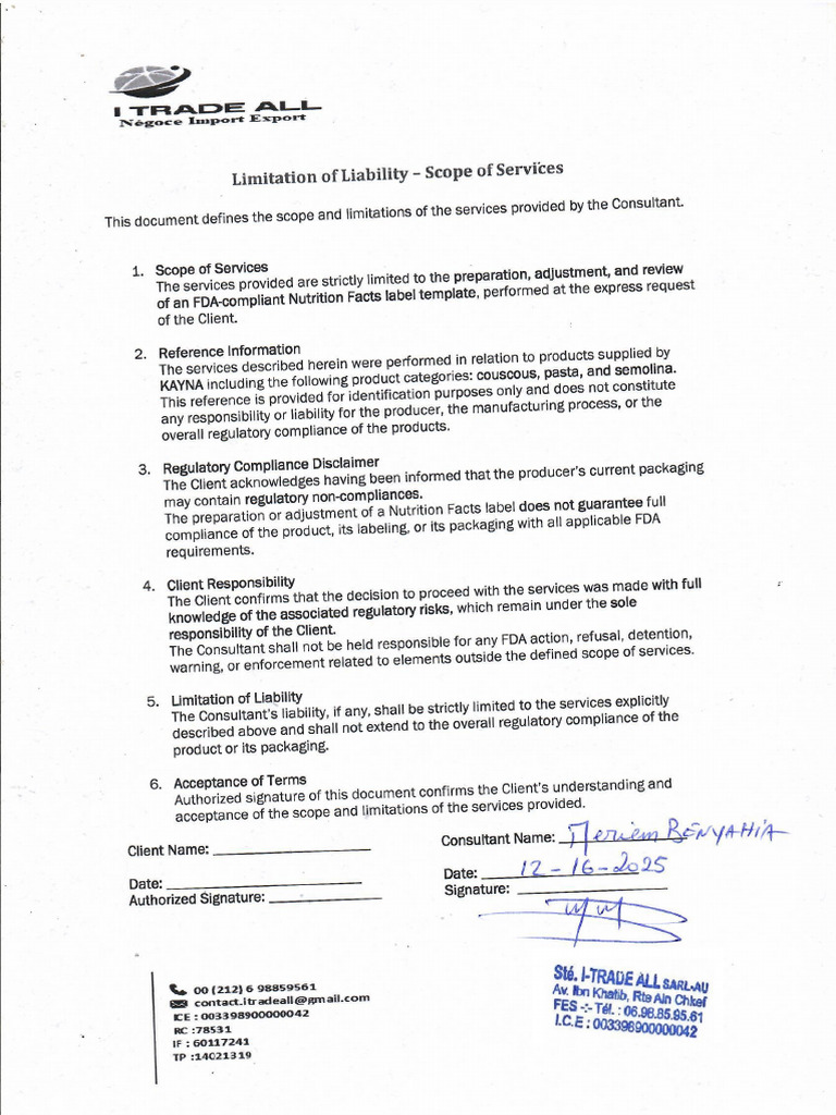 Limitation of Liability - Scope of Services | PDF