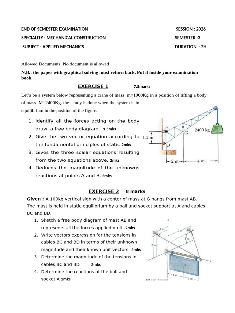 Applieds Mechanics Exam | PDF