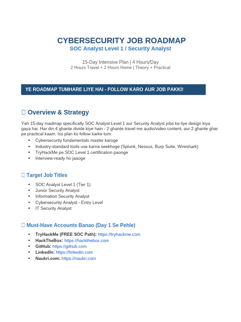 Cybersecurity 15day Roadmap | PDF | Cryptography | Transmission Control ...