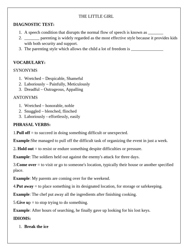 The Little Girl-Notes | PDF