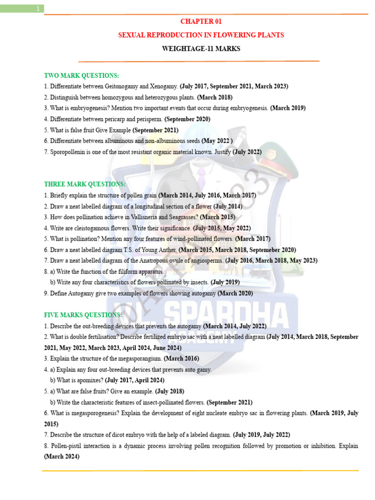 Biology PYQs Premium Edition | PDF | Dna | Flowers