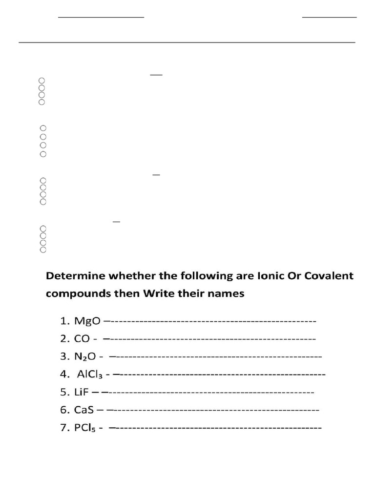 Term 3 HW 1 Writing Formula and Naming of Compounds | PDF