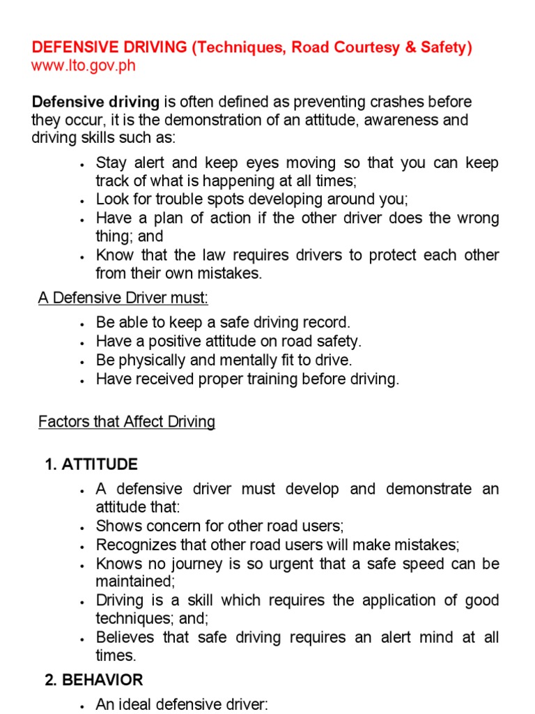 Defensive Driving Is Often Defined As Preventing Crashes Before PDF