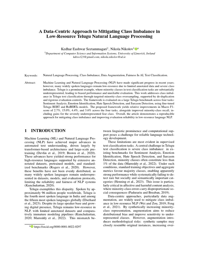 A Data Centric Approach To Mitigating Class Imbalance in Low Resource ...