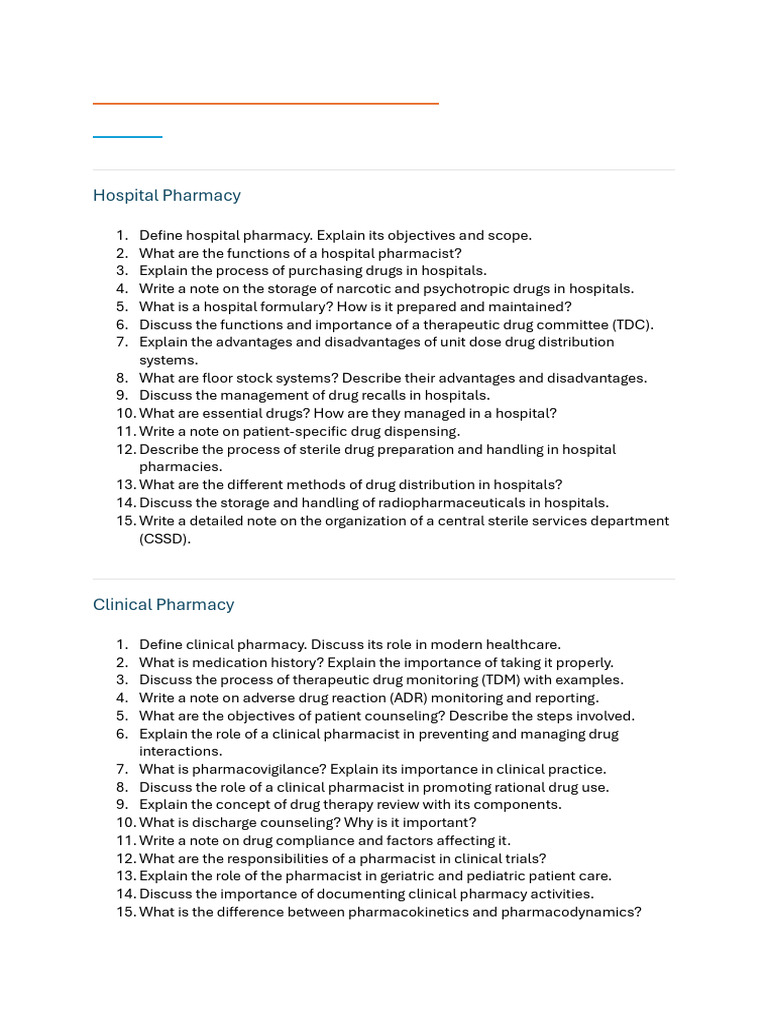 Hospital & Clinical Pharmacy-1 | PDF | Pharmacy | Drugs