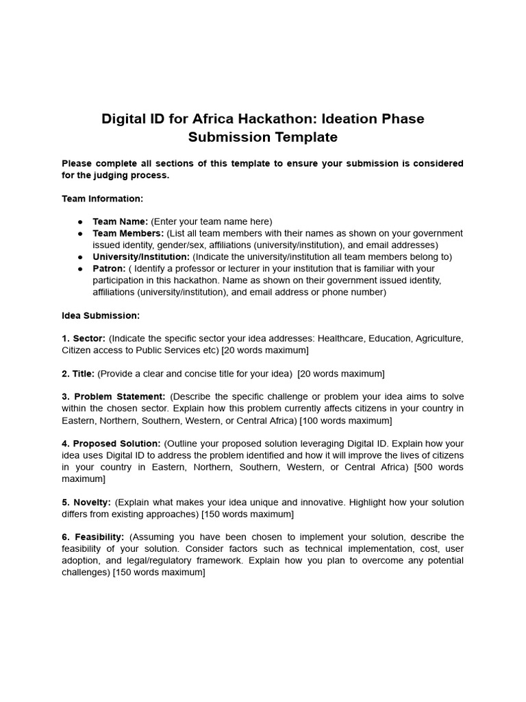 Idea Submission Template | PDF