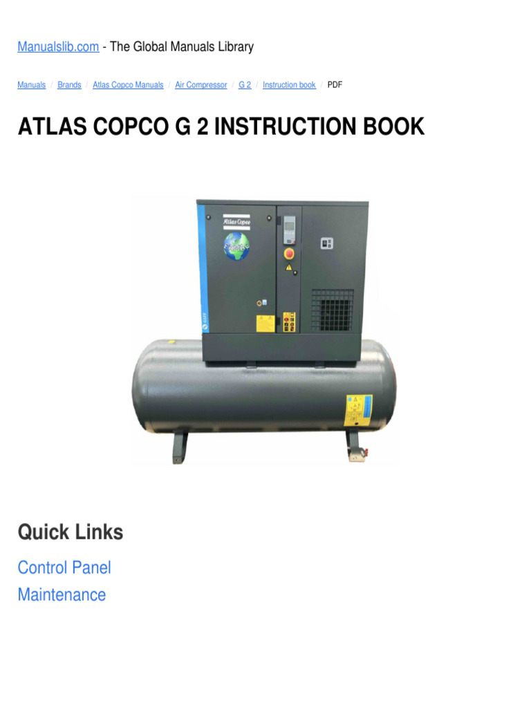 Atlas Copco G 2 Instruction Book | PDF | Valve | Mechanical Engineering