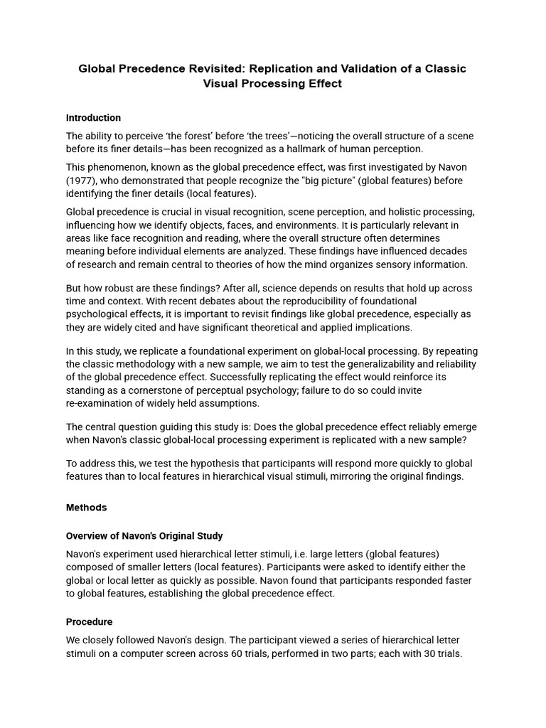 Global Precedence Revisited - Scientific Writing (Dhairya) | PDF ...