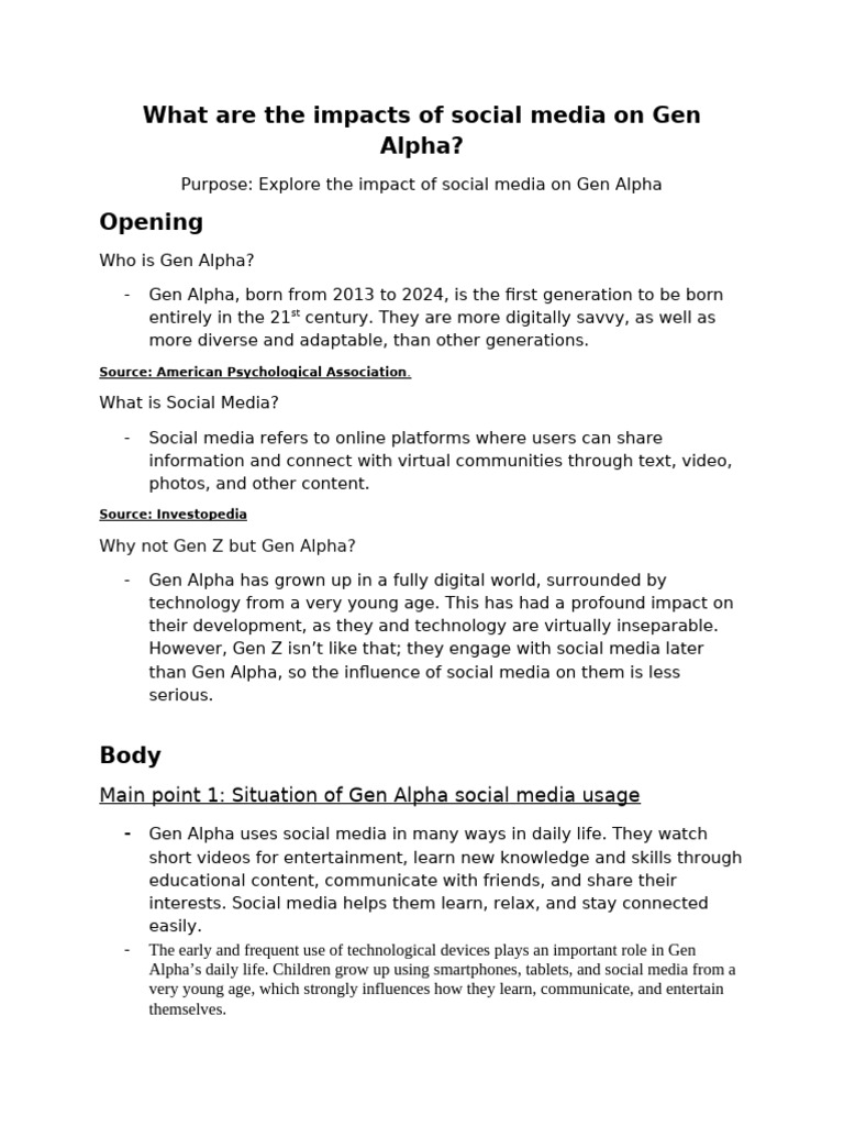 What Are The Impacts of Social Media On Gen Alpha - 1 - 1 | PDF ...