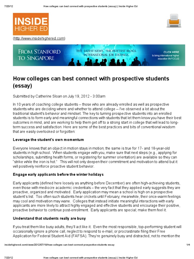 Connecting With Prospective Students | PDF | Socioeconomic Status ...