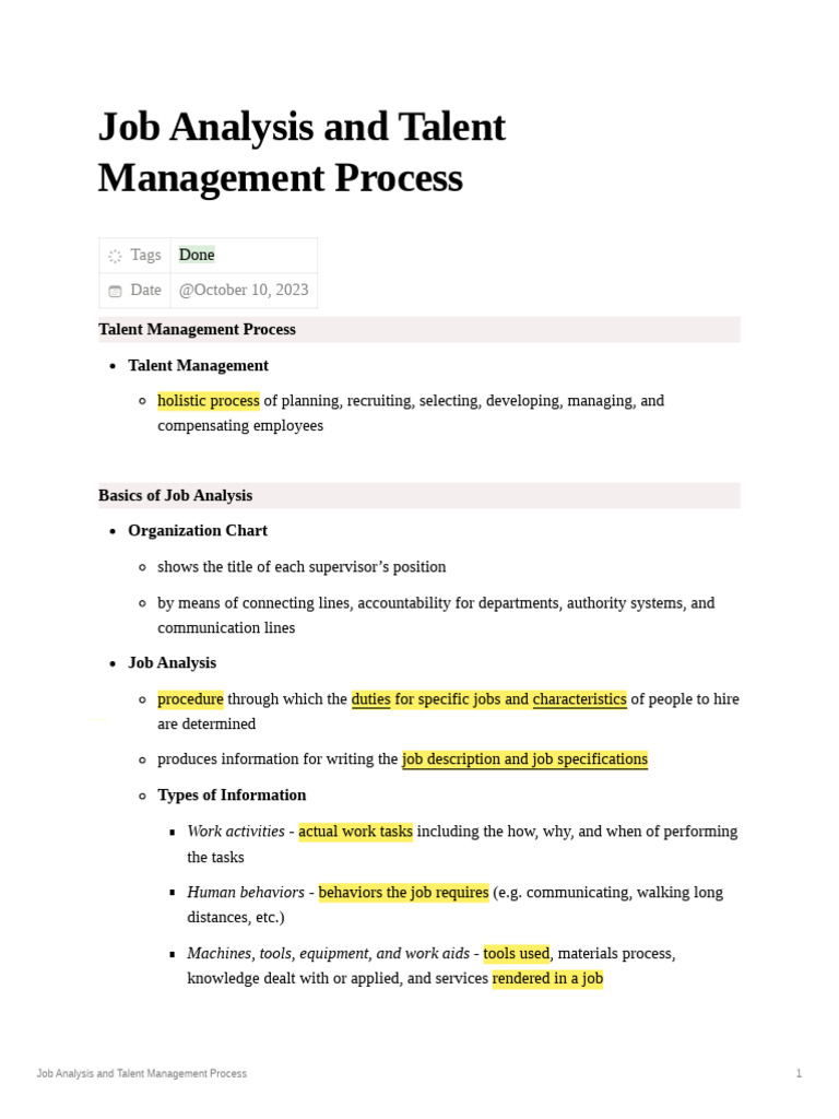 3 Job Analysis and Talent Management Process | PDF | Talent Management ...