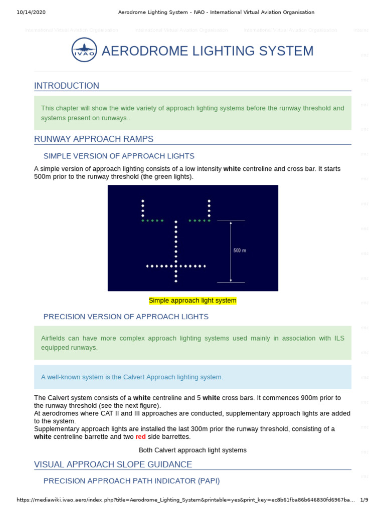 Aerodrome Lighting System | PDF | Aviation