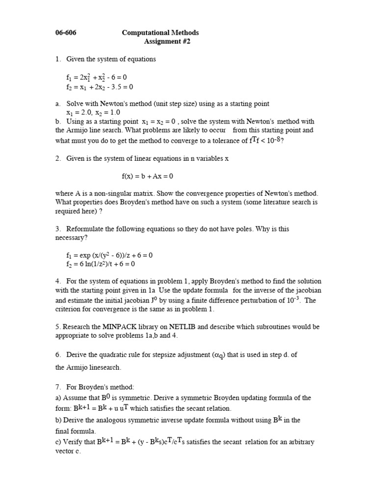 Computational Methods Assignment 2 | PDF